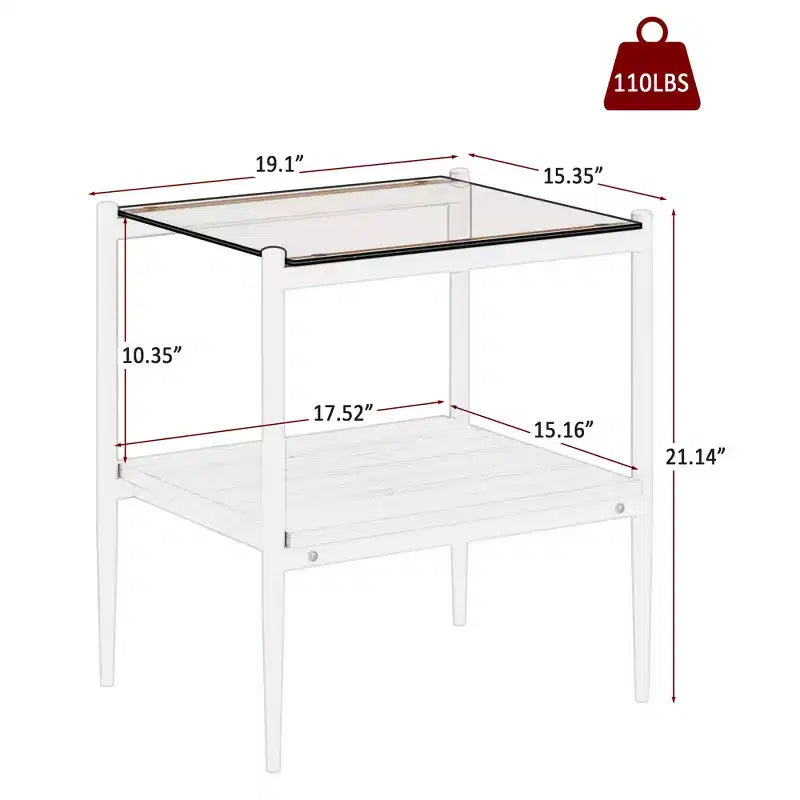 Lot de 2 tables d'appoint rectangulaires avec plateau en verre trempé, pour salon, verre marron