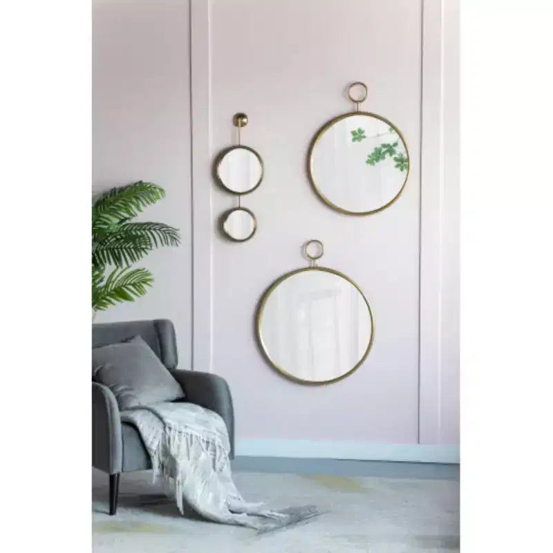Miroir mural rond 26 x 32 avec cadre en métal doré, miroir décoratif pour salon, entrée, bureau