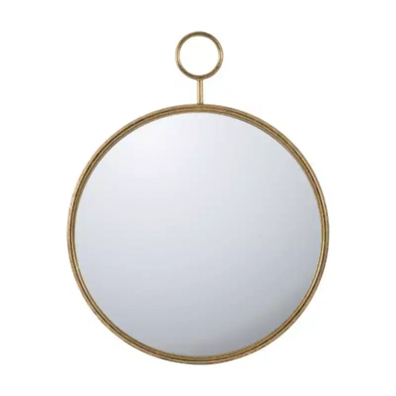 Miroir mural rond 26 x 32 avec cadre en métal doré, miroir décoratif pour salon, entrée, bureau