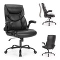 Adjustable Flip-up Armrest PU Leather Office Chair with Lumbar Support and Strong Metal Base