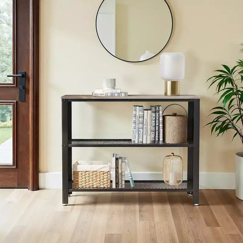 40 Industrial Console Table, 3 Tier Entryway Table With Storage Shelf, Narrow Sofa Table For Living Room, Hallway, Entrance Hall, Corridor, Bedroom