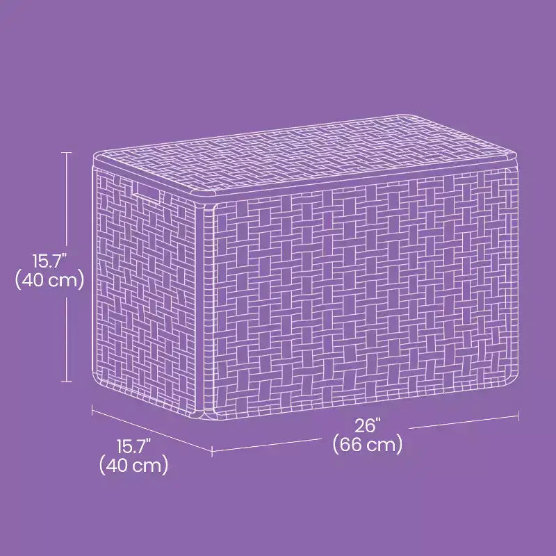 Panier de rangement avec couvercle, 105 L (27,7 gallons US) Tressé. Comprend des poignées, une doublure amovible et un cadre métallique.