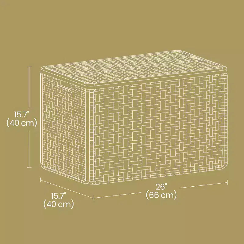 Panier de rangement avec couvercle, 105 L (27,7 gallons US) Tressé. Comprend des poignées, une doublure amovible et un cadre métallique.