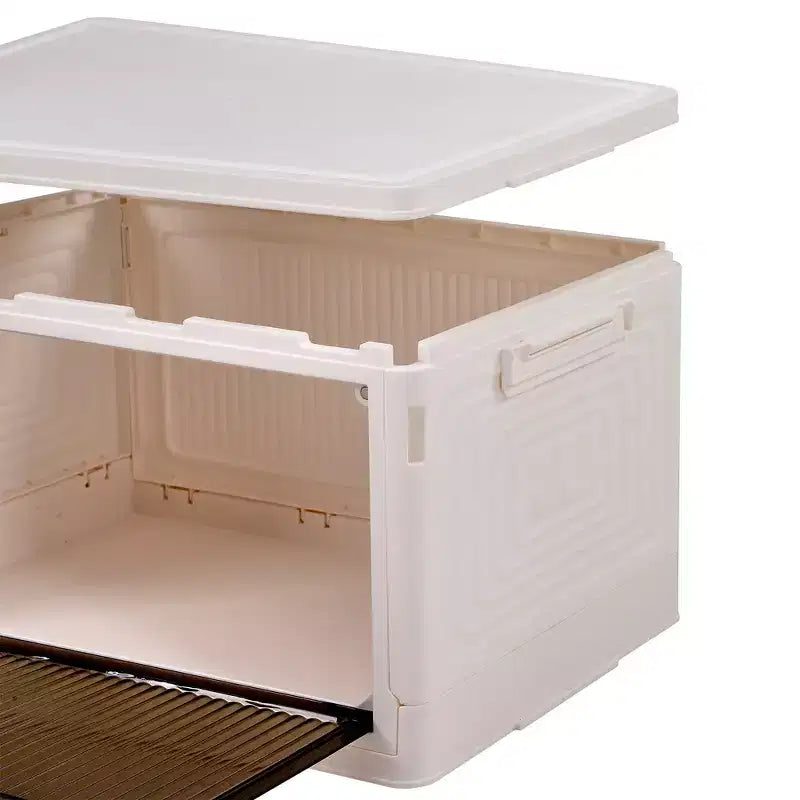 Bacs de rangement pliables à 3/4 niveaux, casiers à jouets en plastique, organisateur de vêtements empilable avec roulettes verrouillables, blanc