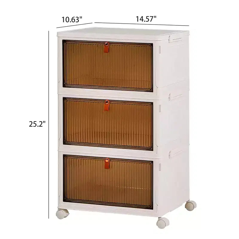 Bacs de rangement pliables à 3/4 niveaux, casiers à jouets en plastique, organisateur de vêtements empilable avec roulettes verrouillables, blanc