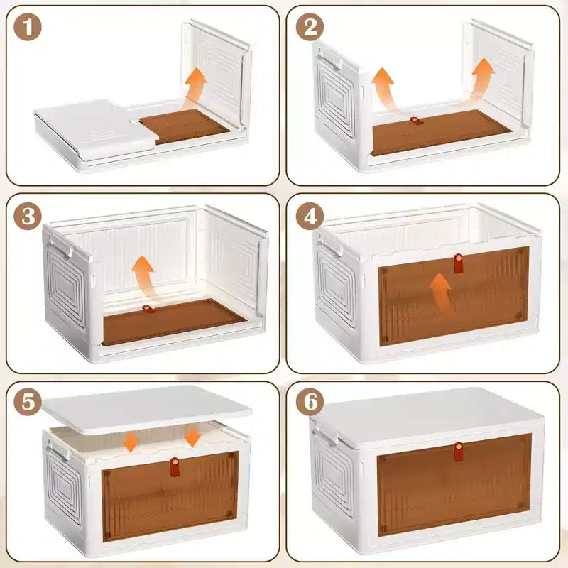 Bacs de rangement pliables à 3/4 niveaux, casiers à jouets en plastique, organisateur de vêtements empilable avec roulettes verrouillables, blanc