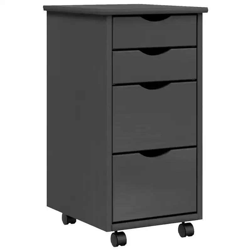 vidaXL MOSS Rolling Cabinet with Drawers Gray Solid Wood Pine