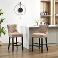 Hyleory Upholstered Counter and Bar Stools Solid Wood Legs, Button Tufted Back