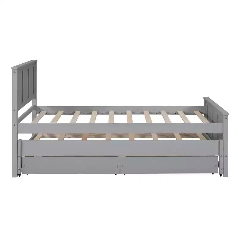 Lit plateforme jumeau en bois avec lit gigogne et tiroirs