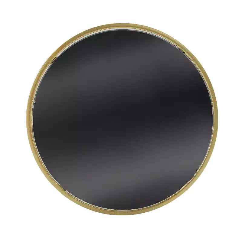 Table d'appoint moderne Table de bout ronde Table basse Table de chevet avec cadre en métal doré et plateau miroir noir
