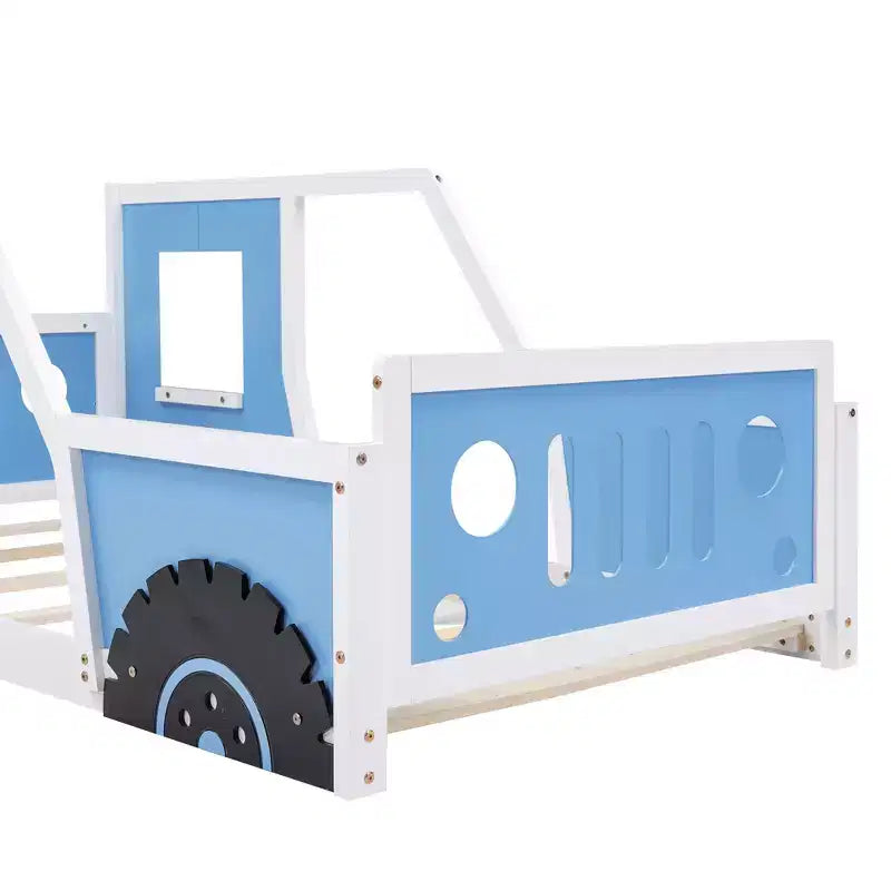 Lit plateforme en forme de voiture de collection avec roues