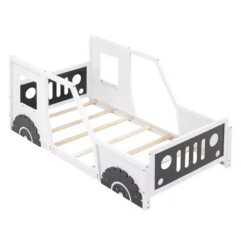 Lit plateforme en forme de voiture de collection avec roues