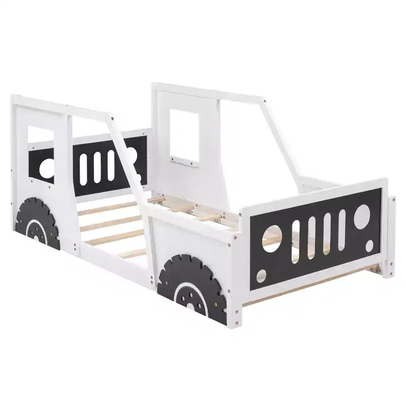 Lit plateforme en forme de voiture de collection avec roues