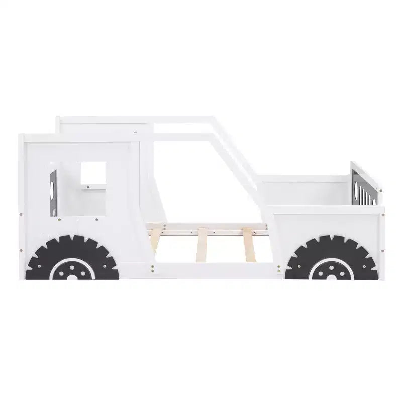 Lit plateforme en forme de voiture de collection avec roues