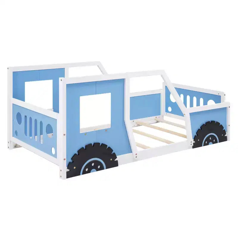 Lit plateforme en forme de voiture de collection avec roues