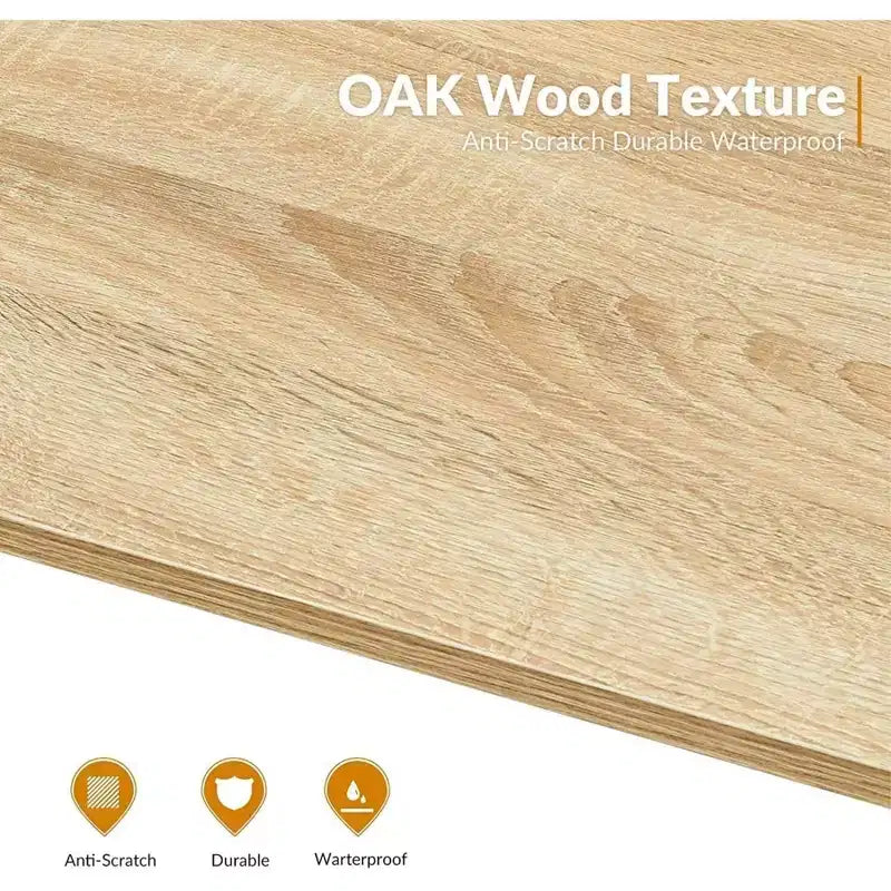 Grand bureau d'étude simple pour la maison, plateau en chêne avec cadre noir, 120 cm