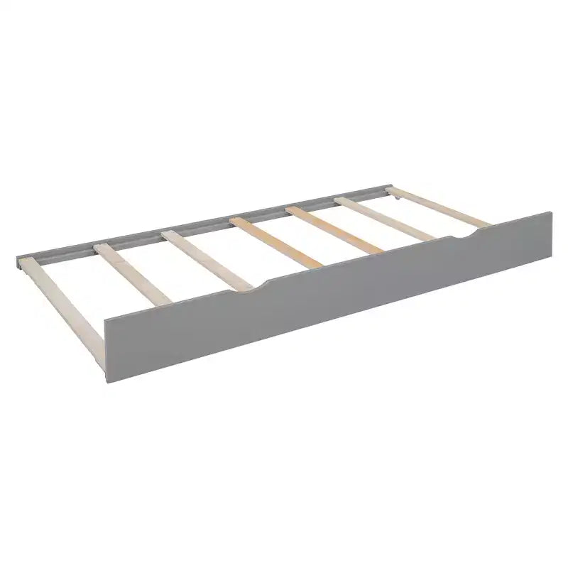 Lit de repos en bois double/grand format avec lit gigogne, armoire de rangement intégrée et étagères, cadre de lit multifonctionnel pour enfants et invités, blanc/gris