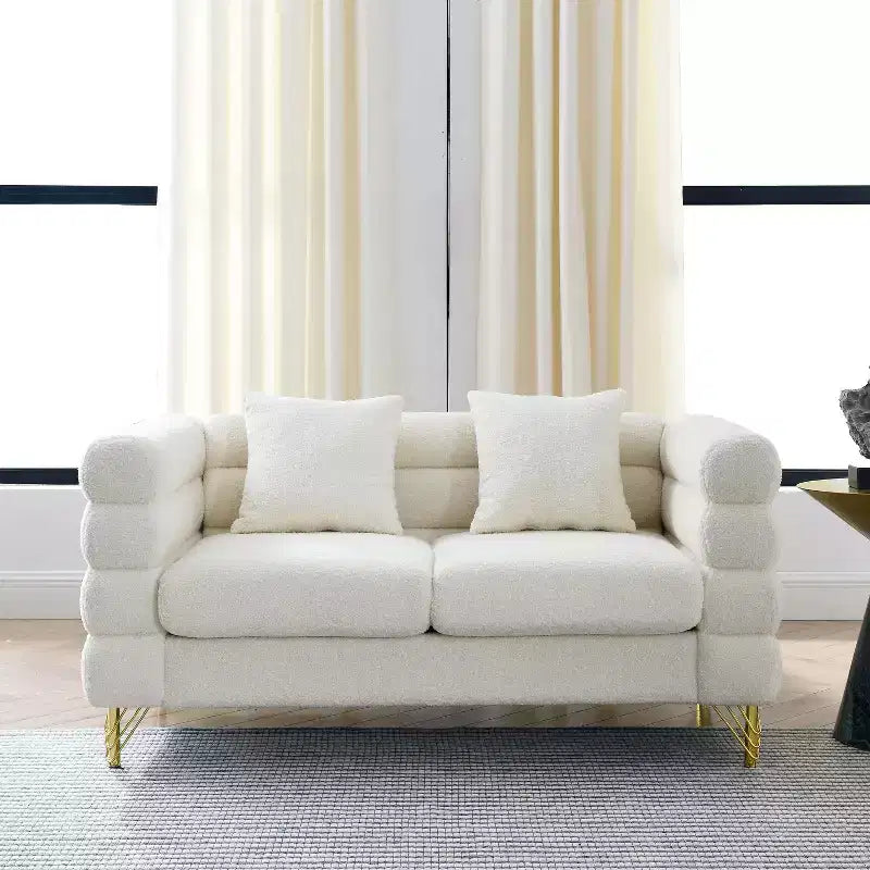 60Inch Oversized 2 Seater Sectional Sofa, Living Room Comfort Fabric Sectional Sofa-Deep Seating Sectional Sofa