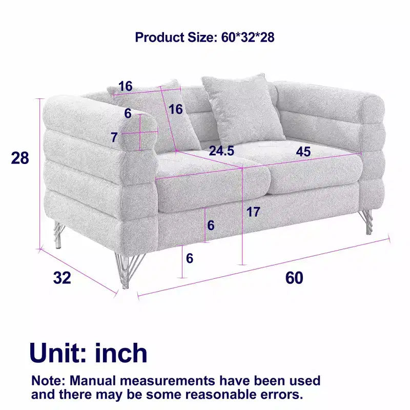Canapé d'angle surdimensionné 2 places de 152 cm, canapé d'angle en tissu confortable pour salon - Canapé d'angle avec assise profonde