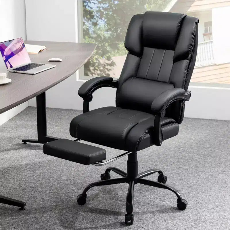 Fauteuil de bureau de direction massant chauffant avec accoudoirs réglables, repose-pieds et dossier inclinable