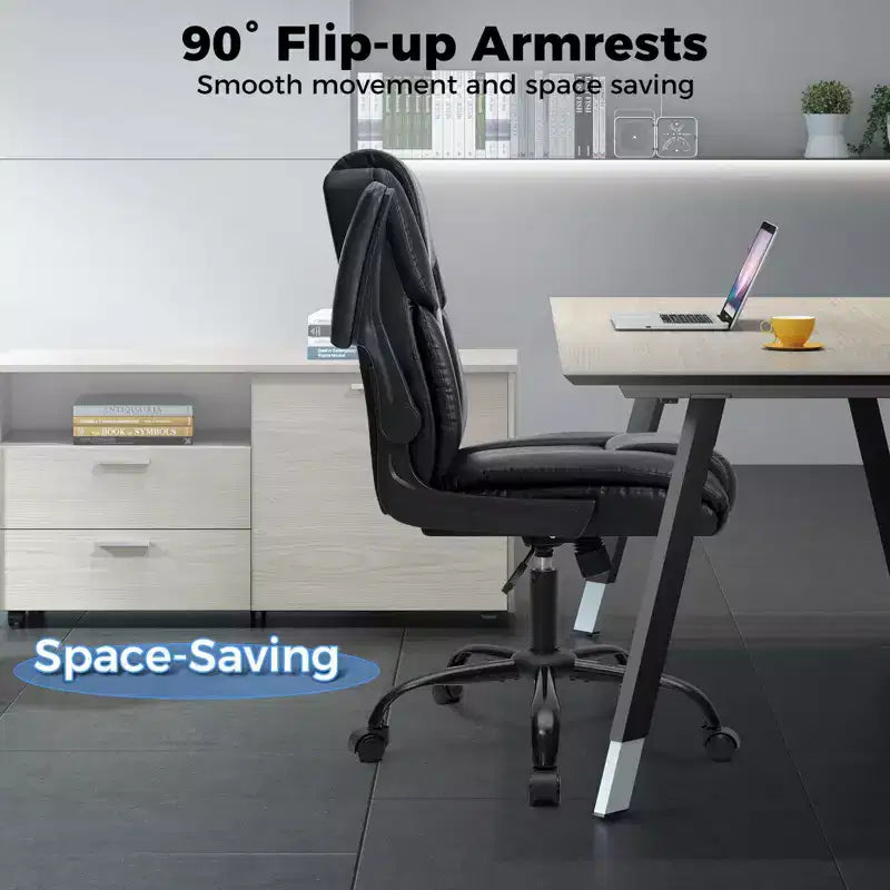 Chaise de bureau inclinable Chaise d'ordinateur ergonomique avec accoudoirs relevables, siège à ressorts ensachés, inclinaison et rangement dissimulé