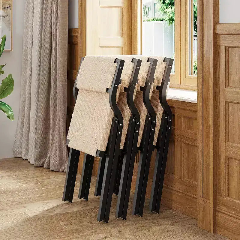 Chaise pliable noire/bois naturel pour cuisine et salle à manger - Lot de 2