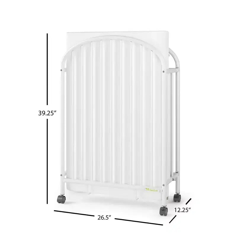 Lit de Bébé Pliant Compact Arqué Portable avec 3 Matelas et 2 Roues Verrouillables, Construction Durable, Facile à Nettoyer (Blanc)