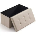 Ornavo Home Foldable Tufted Linen 30 Inch Bench Storage Ottoman