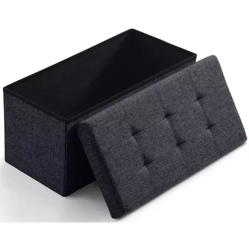 Banc de rangement pliant capitonné en lin de 76 cm