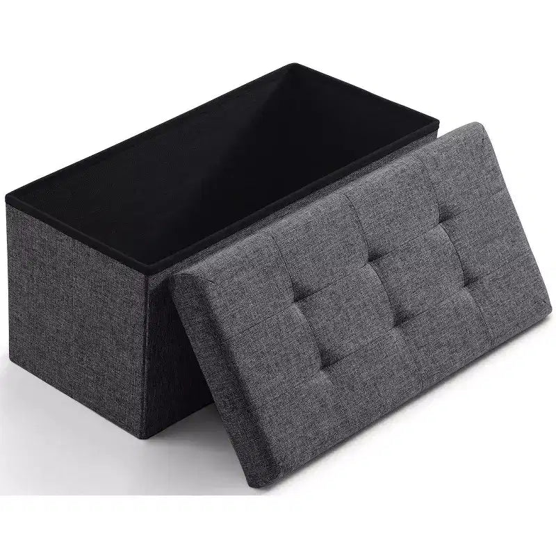 Banc de rangement pliant capitonné en lin de 76 cm