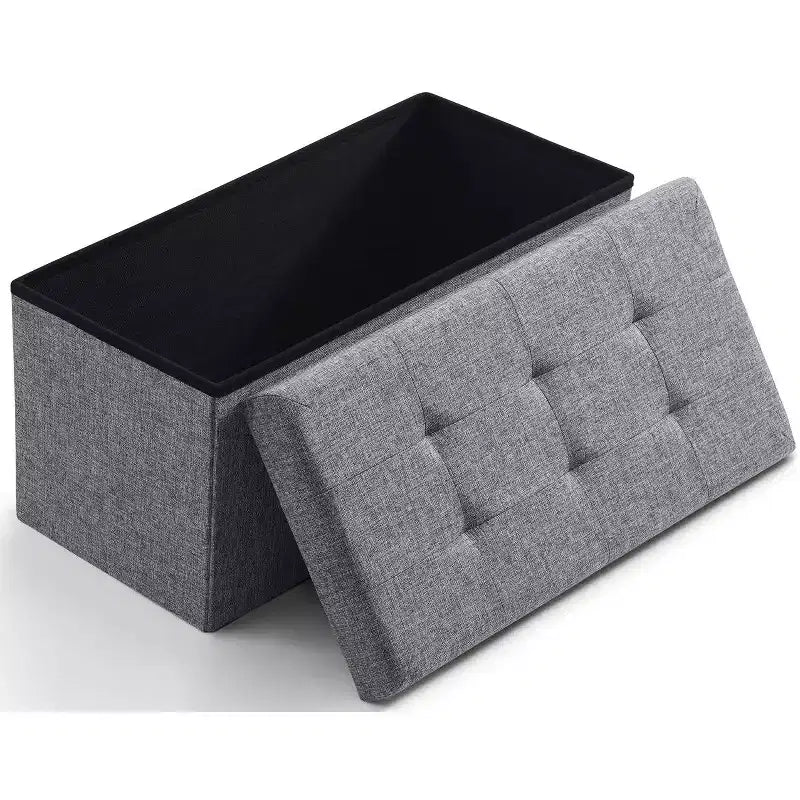 Banc de rangement pliant capitonné en lin de 76 cm