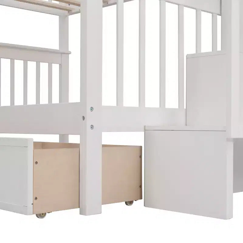 Lit superposé avec escalier, couchages superposés, tiroir, rangement et garde-corps pour chambre à coucher