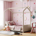 Whisen Full Size Velvet House Bed Wood Bed