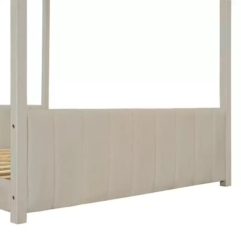 Lit cabane en velours pleine taille avec sommier en bois