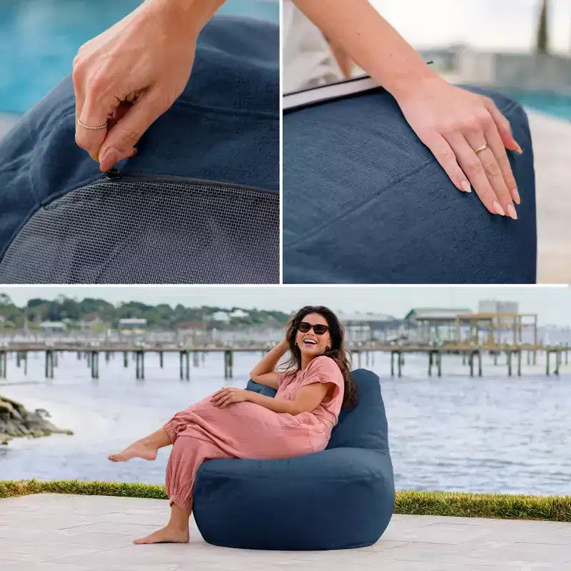 Chaise de patio légère pour l'extérieur, tissu de qualité supérieure, rembourrage en billes ComfortFlow