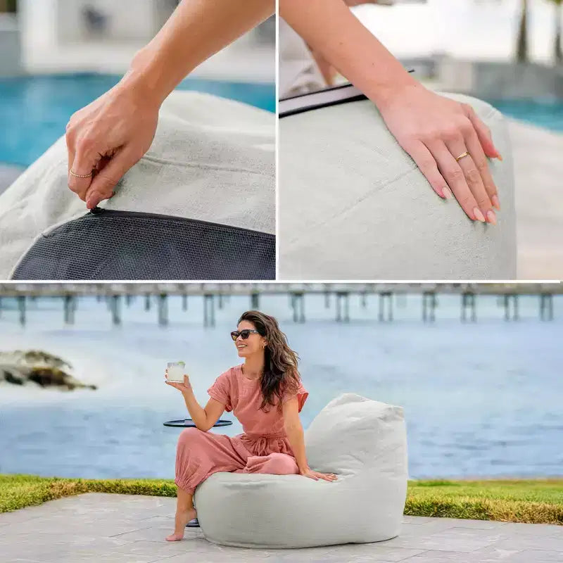 Chaise de patio légère pour l'extérieur, tissu de qualité supérieure, rembourrage en billes ComfortFlow