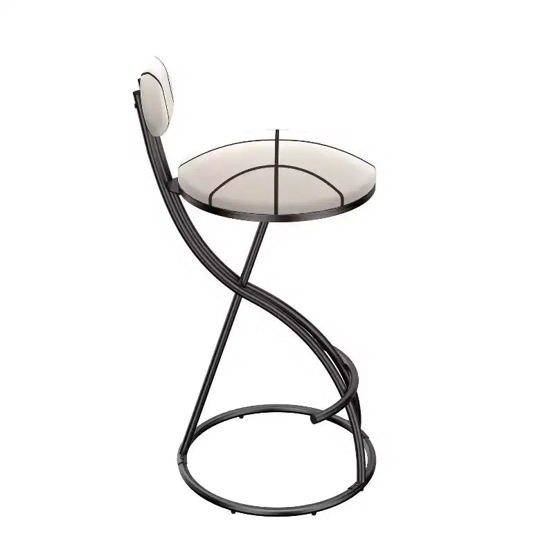 Tabourets de bar ronds Chaise de comptoir moderne tapissée de velours pour salle à manger