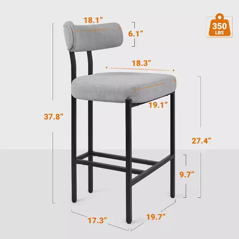 Tabourets de bar ronds Chaise de comptoir moderne tapissée de velours pour salle à manger