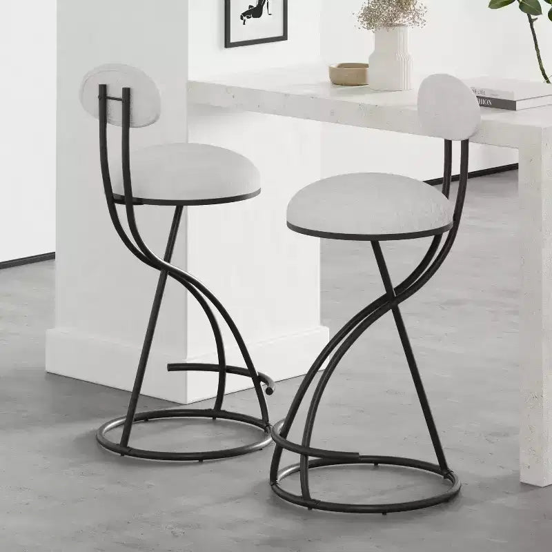 Tabourets de bar ronds Chaise de comptoir moderne tapissée de velours pour salle à manger