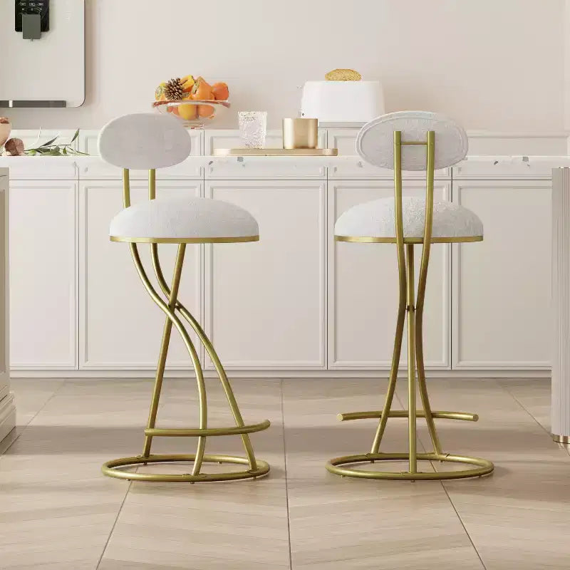 Tabourets de bar ronds Chaise de comptoir moderne tapissée de velours pour salle à manger