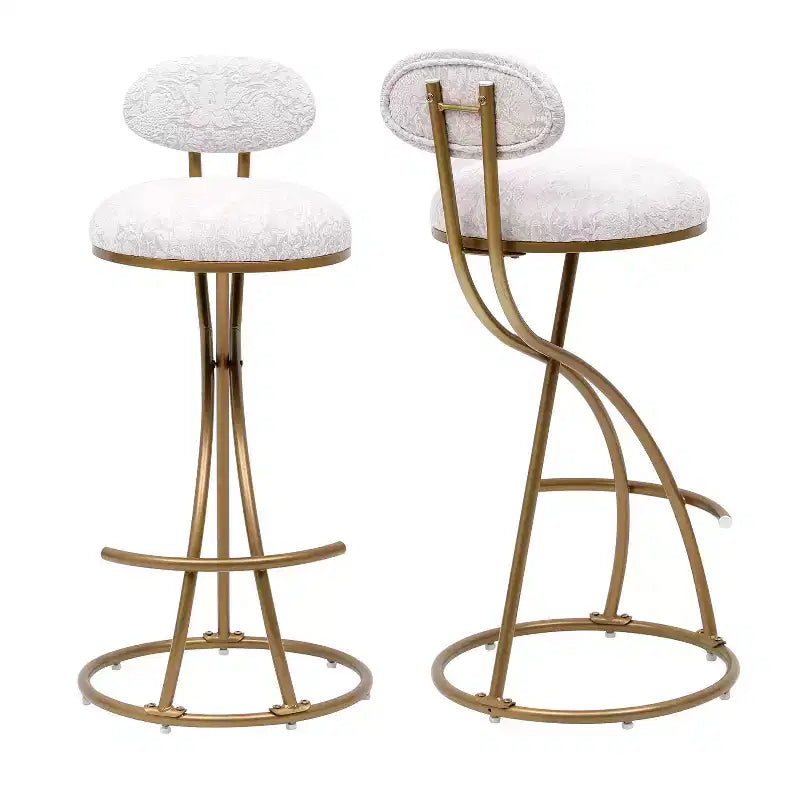 Tabourets de bar ronds Chaise de comptoir moderne tapissée de velours pour salle à manger