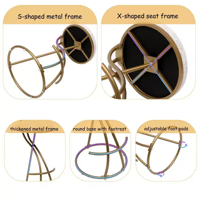 Tabourets de bar ronds Chaise de comptoir moderne tapissée de velours pour salle à manger