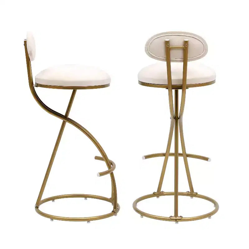 Tabourets de bar ronds Chaise de comptoir moderne tapissée de velours pour salle à manger