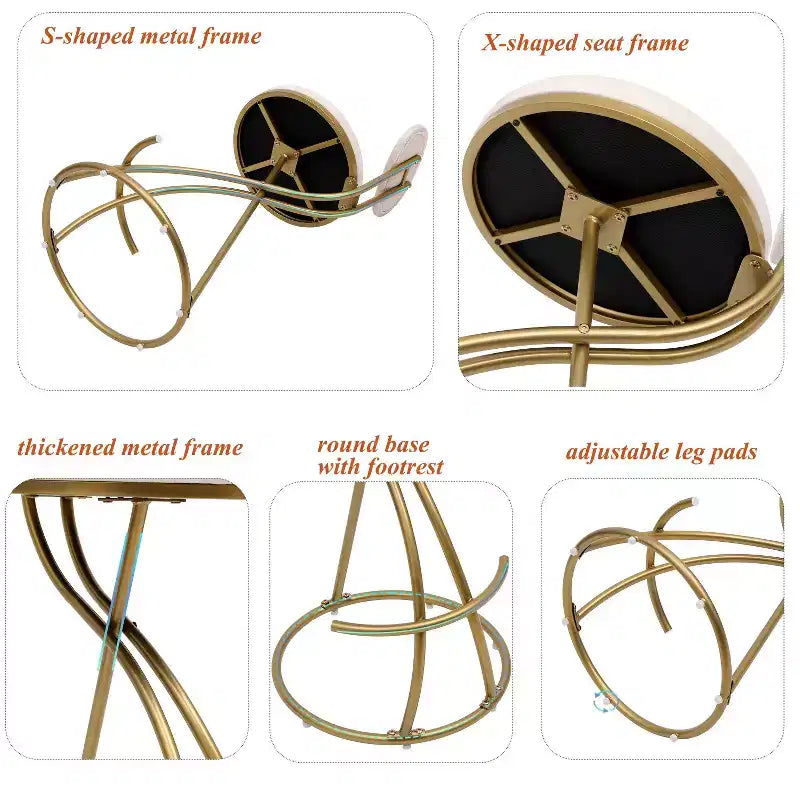 Tabourets de bar ronds Chaise de comptoir moderne tapissée de velours pour salle à manger