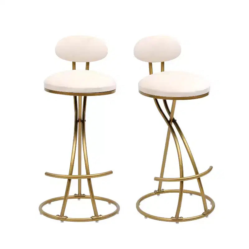 Tabourets de bar ronds Chaise de comptoir moderne tapissée de velours pour salle à manger
