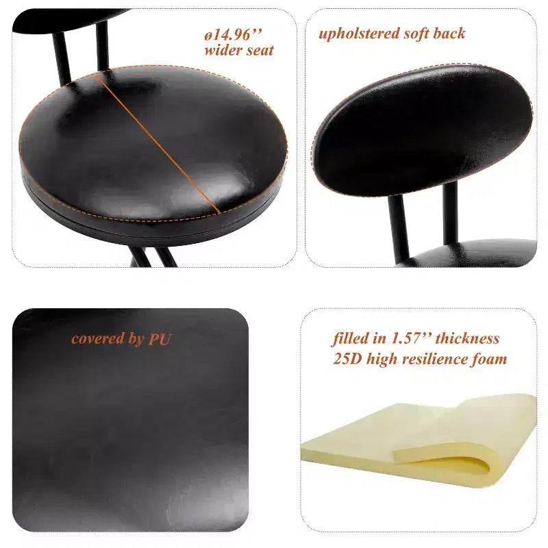Tabourets de bar ronds Chaise de comptoir moderne tapissée de velours pour salle à manger