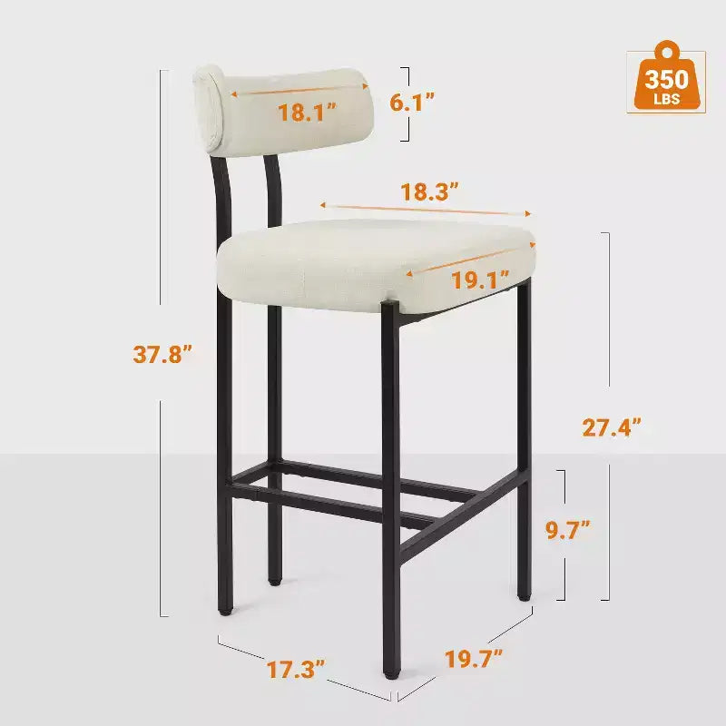 Tabourets de bar ronds Chaise de comptoir moderne tapissée de velours pour salle à manger