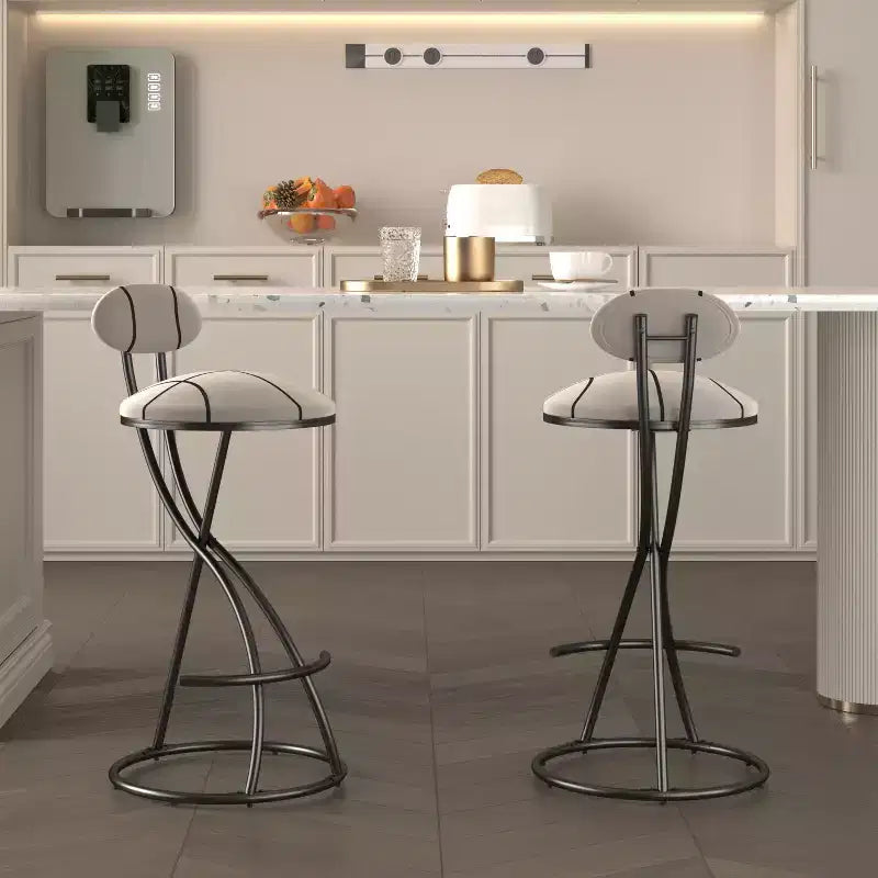 Tabourets de bar ronds Chaise de comptoir moderne tapissée de velours pour salle à manger