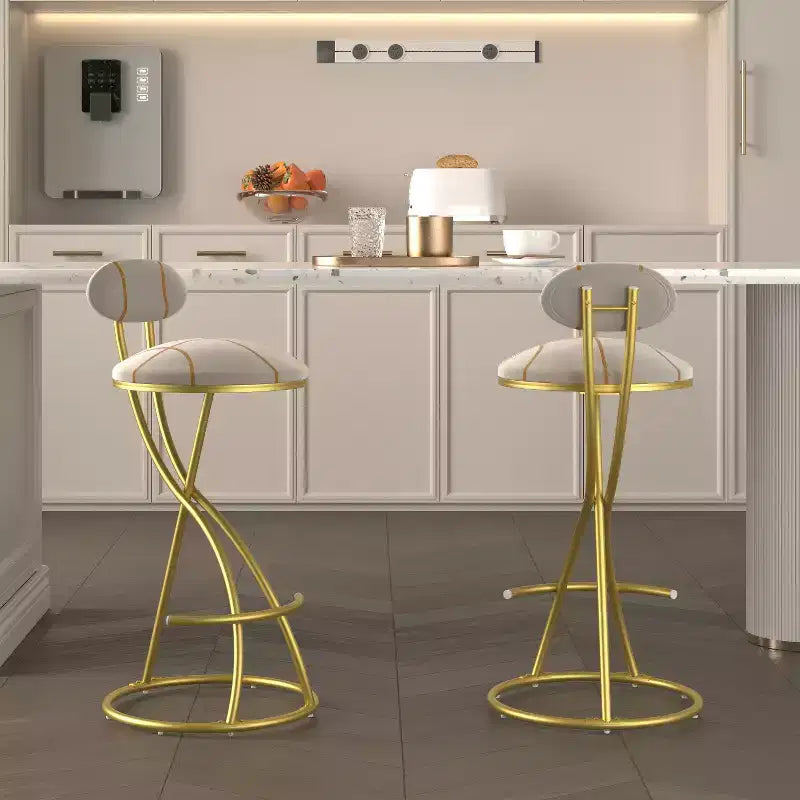 Tabourets de bar ronds Chaise de comptoir moderne tapissée de velours pour salle à manger