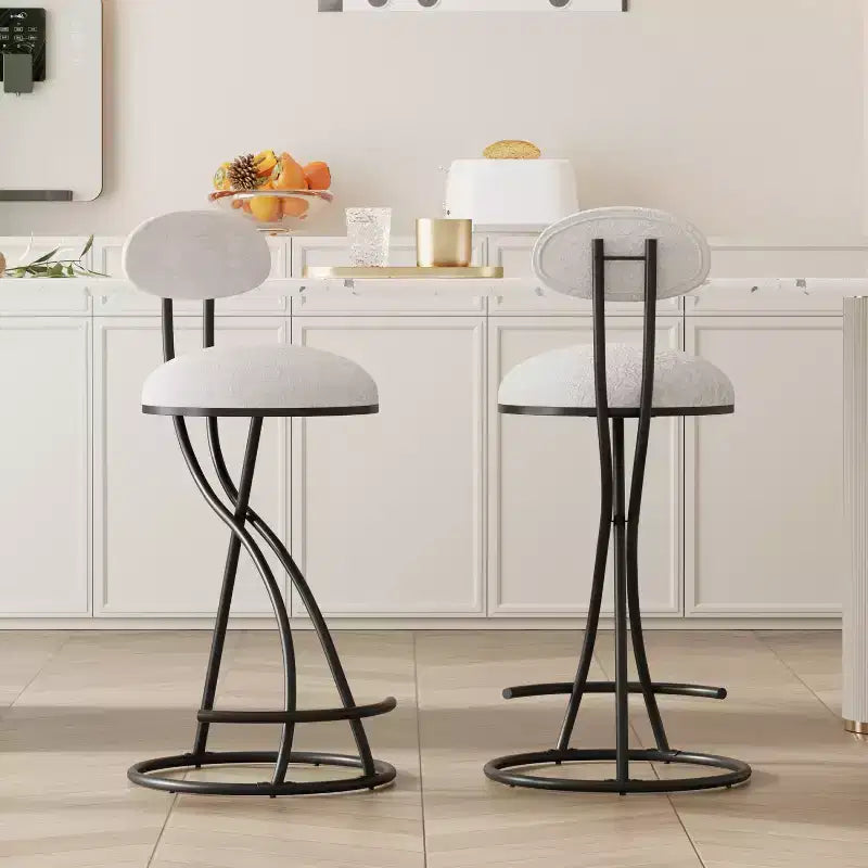Tabourets de bar ronds Chaise de comptoir moderne tapissée de velours pour salle à manger